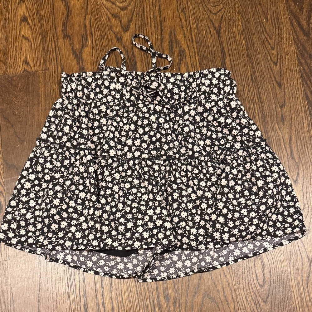 Floral Black and White Mini Shorts